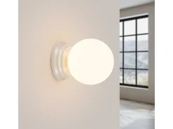 Lámpara de pared Zori minimalista de cerámica/vidrio vidriado - 1 fuentes luminosas - L.12 x A.12 cm - blanco