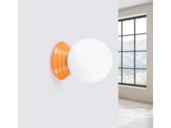 Lámpara de pared Zori minimalista de cerámica/vidrio vidriado - 1 fuentes luminosas - L.12 x A.12 cm - naranja