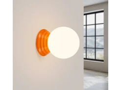 Lámpara de pared Zori minimalista de cerámica/vidrio vidriado - 1 fuentes luminosas - L.12 x A.12 cm - naranja