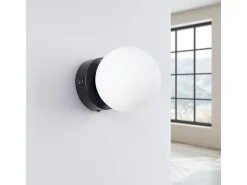Lámpara de pared Zynfi moderno de acero/vidrio - 1 fuentes luminosas 3000K - L.12 x A.12 cm - negro