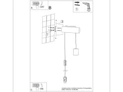 Lámpara de pared Zynto desván de madera - 1 fuentes luminosas 4000K - L.6 x A.55 cm - madera natural/blanco/negro