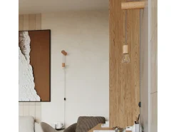 Lámpara de pared Zynto desván de madera - 1 fuentes luminosas 4000K - L.6 x A.55 cm - madera natural/blanco/negro