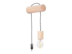 Lámpara de pared Zynto desván de madera - 1 fuentes luminosas 3000K - L.6 x A.55 cm - madera natural/blanco/negro