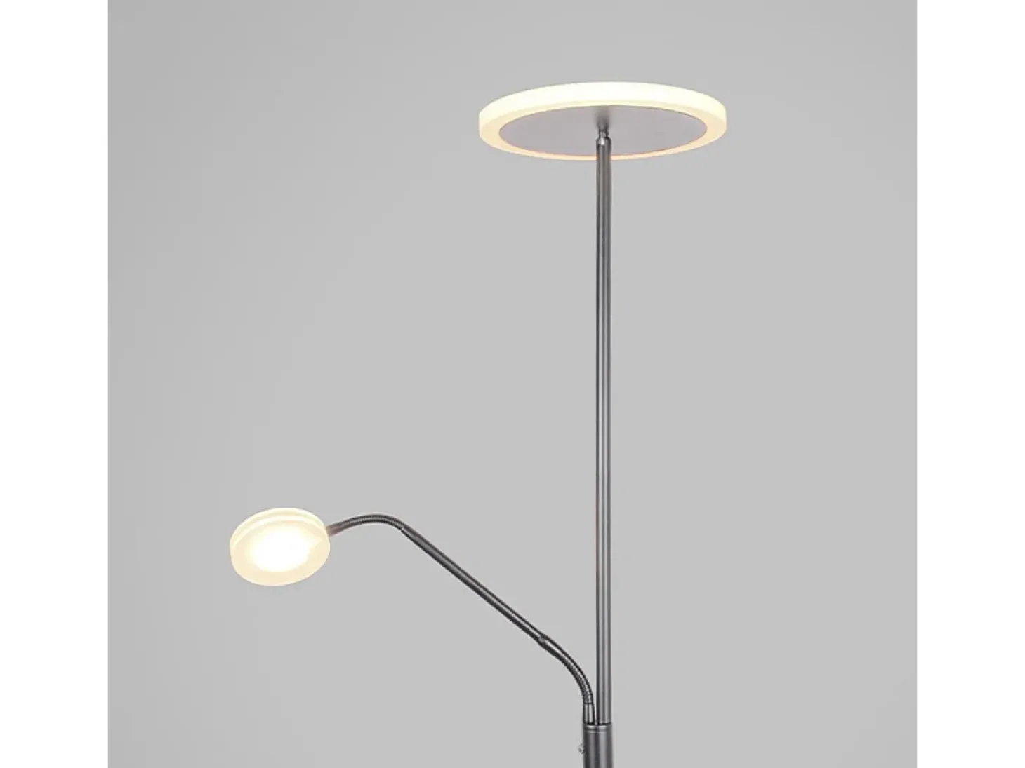 Lámpara de pie Bayani Lumit con lámpara de lectura niquel Ø25x179 cm