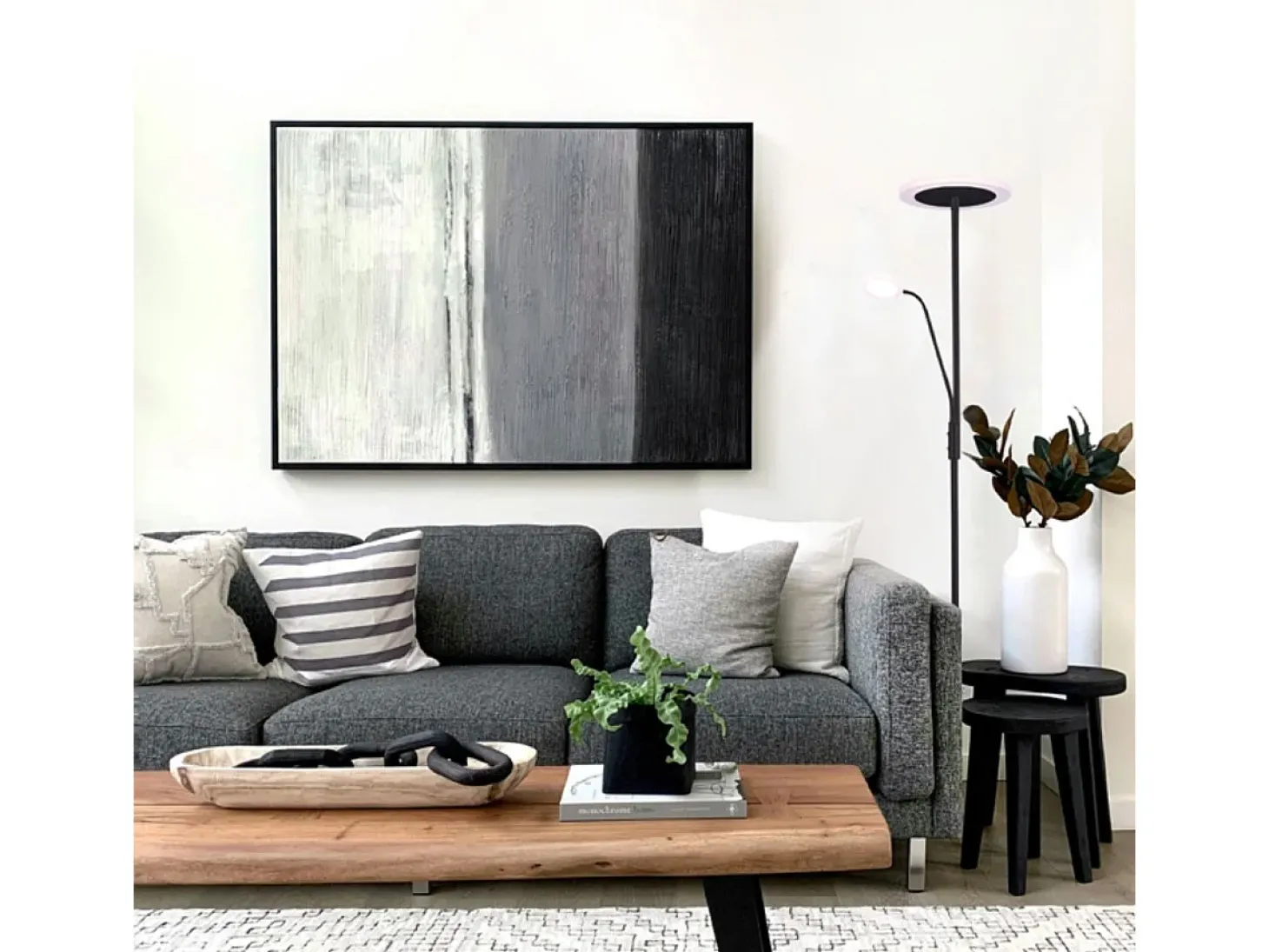 Lámpara de pie Bayani Lumit con lámpara de lectura negro Ø25x179 cm
