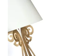Lámpara de pie Circeo 60x180 cm Estructura de hierro blanco con pantalla color arena Diseño vintage moderno con interruptor de pie Made in Italy