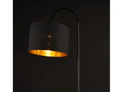 Lámpara de pie con estructura de metal y pantalla de tela negra 173 cm 03_0002437