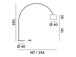 Lámpara de pie curva Arche - LED de metal, 1 bombilla E27 máx. 60 W, 230 cm de altura, cabezal ajustable 180°, metal marrón - Perenz