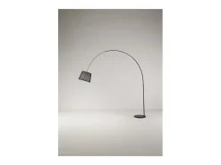 Lámpara de pie curva LED Arche de metal, 1 bombilla E27 máx. 60 W, 230 cm de altura, cabezal ajustable 180°, color negro - Perenz