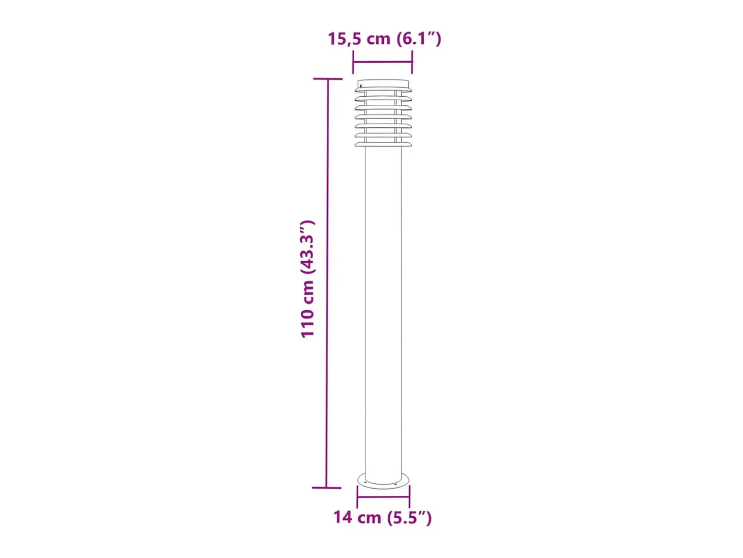 Lámpara de pie de exterior plateada 110 cm acero inoxidable Plata 02_0042515