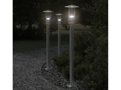 Lámpara de pie de exterior plateada 100 cm acero inoxidable Plata 02_0042514