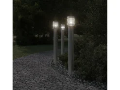 Lámpara de pie de exterior con salida plateada 110 cm acero inoxidable Plata 02_0042532