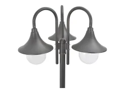 Lámpara de pie de jardín E27 220 cm aluminio 3 faroles marrón bronce 02_0042541