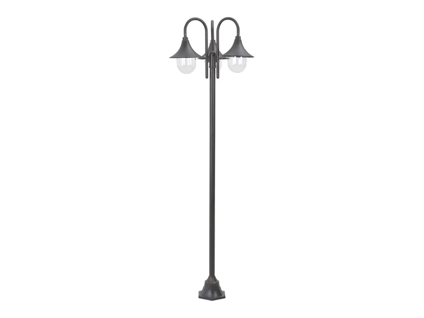 Lámpara de pie de jardín E27 220 cm aluminio 3 faroles marrón bronce 02_0042541