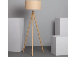 Lámpara de Pie de Madera y Tela Wolby Beige