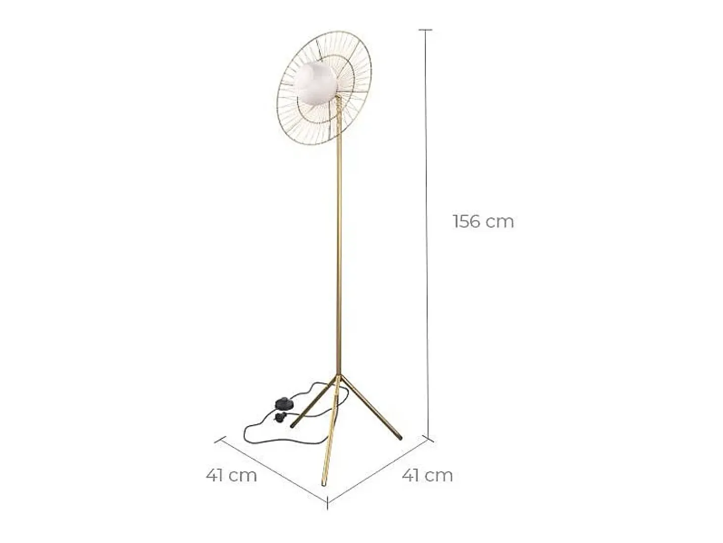 Lámpara de pie de metal dorado 156 cm - Bandia