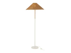 Lámpara de pie de metal y ratán blanco y natural 61x61x154 cm