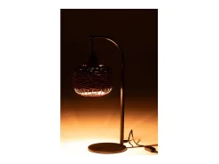 Lámpara de pie de metal y fibra marrón 17x17x52 cm