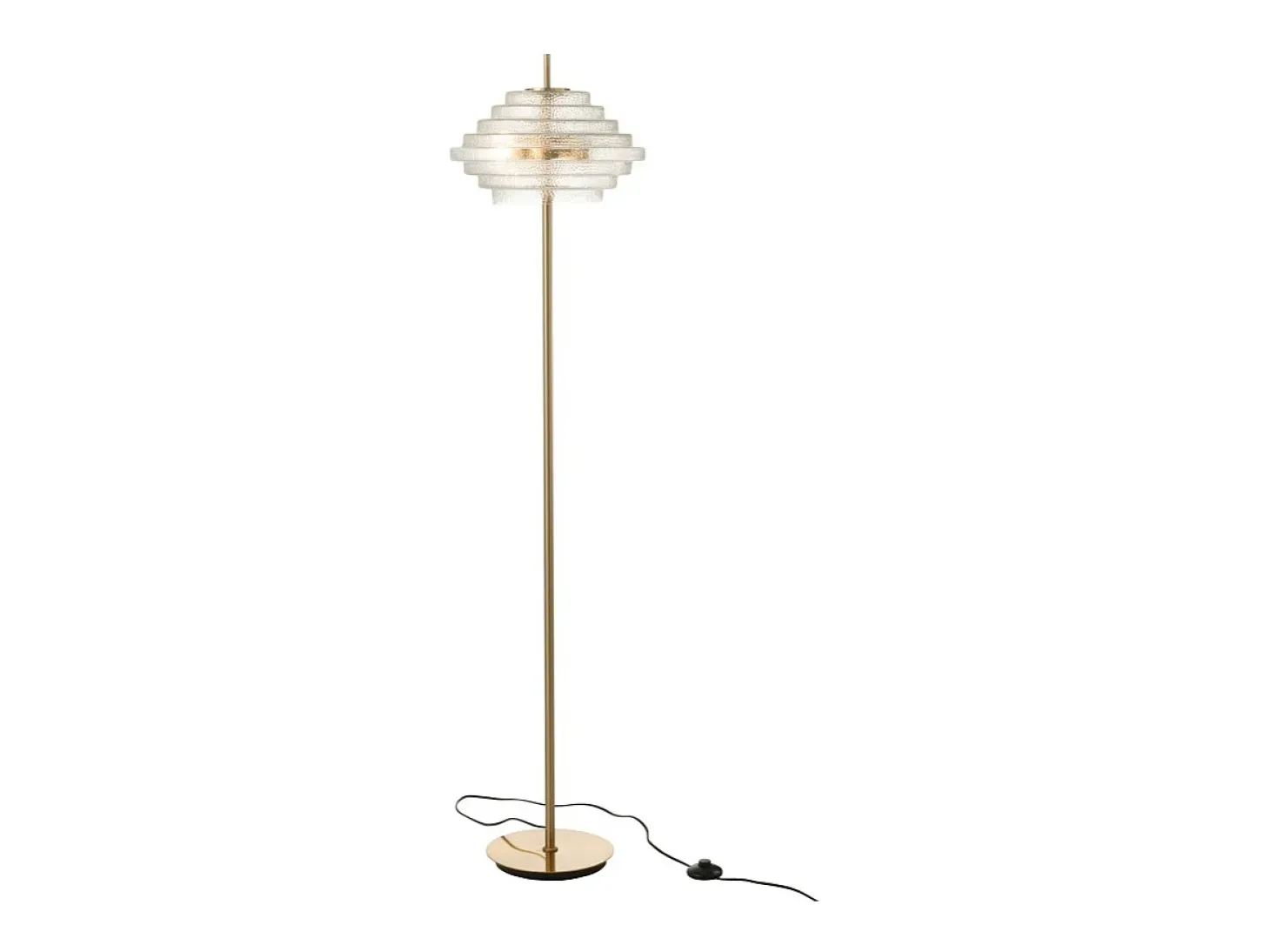 Lámpara de pie de vidrio y metal dorado 36x36x154 cm