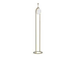 Lámpara de pie GLAMY ARC Ø 28X168 en metal dorado con pantalla de vidrio blanco