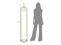 Lámpara de pie GLAMY ARC Ø 28X168 en metal dorado con pantalla de vidrio blanco