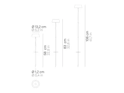 Lámpara de pie inteligente Zafferano SISTER LIGHT Picchetto Wi-Fi blanco perla recargable y regulable