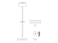 Lámpara de pie inteligente Zafferano SISTER LIGHT Picchetto Wi-Fi dorada recargable y regulable