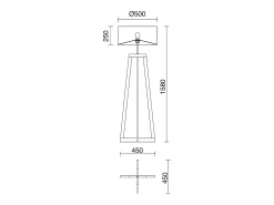 Lámpara de pie KARA estilo moderno y clásico -Alt. 158 cm x D. ø45 cm- E27 60W - cable 2 mts - on&off - IP20 - madera - acero y algodón blanco
