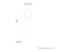 Lámpara de pie led de exterior Lola 110 cm Batería recargable