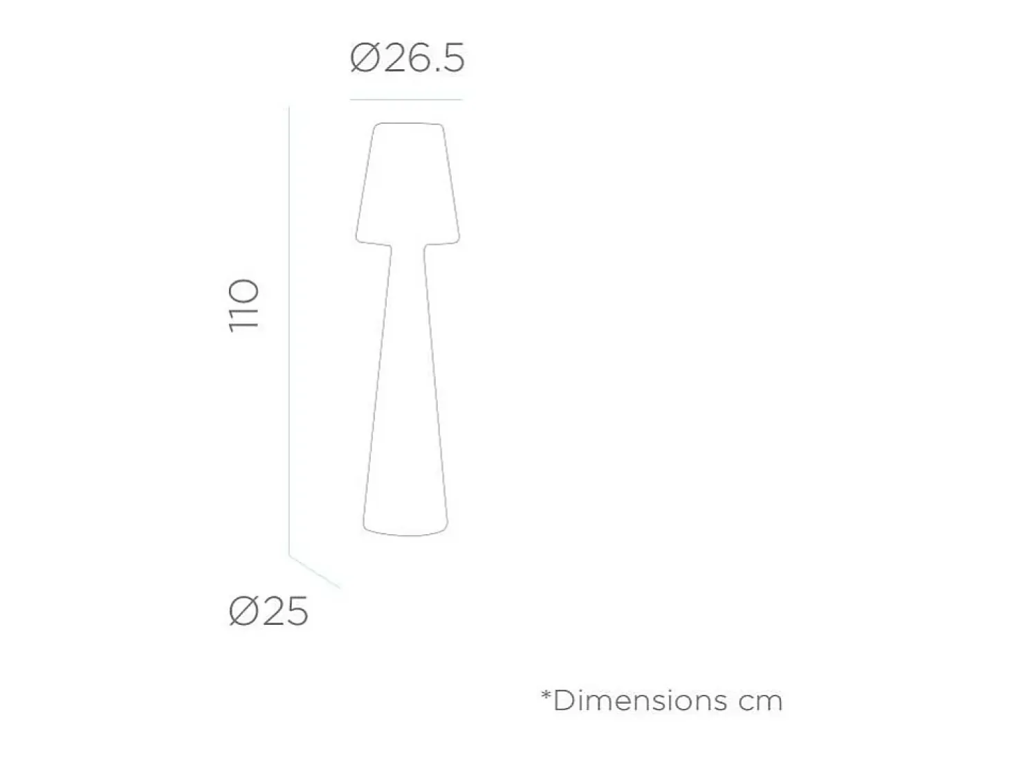 Lámpara de pie led de exterior Lola 110 cm Batería recargable
