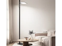 Lámpara de pie LED negra 24W 2160lm, regulable en altura y dirección, con pedal y CCT