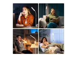 Lámpara de pie LED NETTLIFE para sala de estar, regulable, blanca, 11 W, flexible, 360°, para sofá