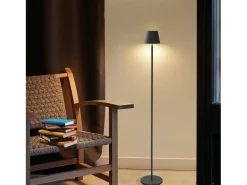 Lámpara de pie LED NETTLIFE moderna negra regulable 125 cm 3 temperaturas de color USB Sala de estar