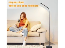 Lámpara de pie LED NETTLIFE para sala de estar, regulable, color negro, 11 W, flexible, 360°, para sofá