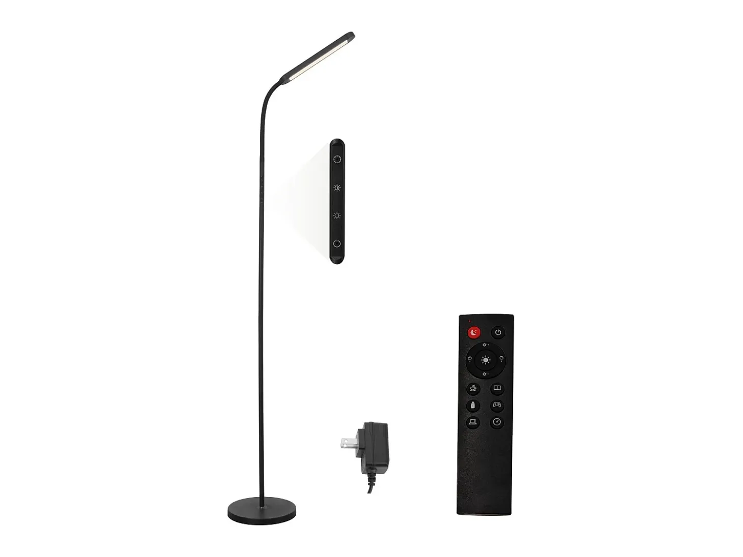 Lámpara de pie LED NETTLIFE para sala de estar, regulable, color negro, 11 W, flexible, 360°, para sofá