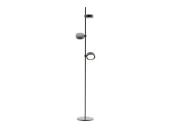Lámpara de pie LED Zafferano SUPER O negra recargable y regulable - 3 módulos de luz