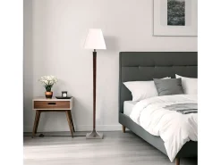 Lámpara de Pie Madera y Metal Lizza Piramis Blanco
