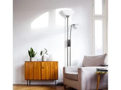 Lámpara de pie Milano Bel Air 40W con brazo orientable plata 178 cm