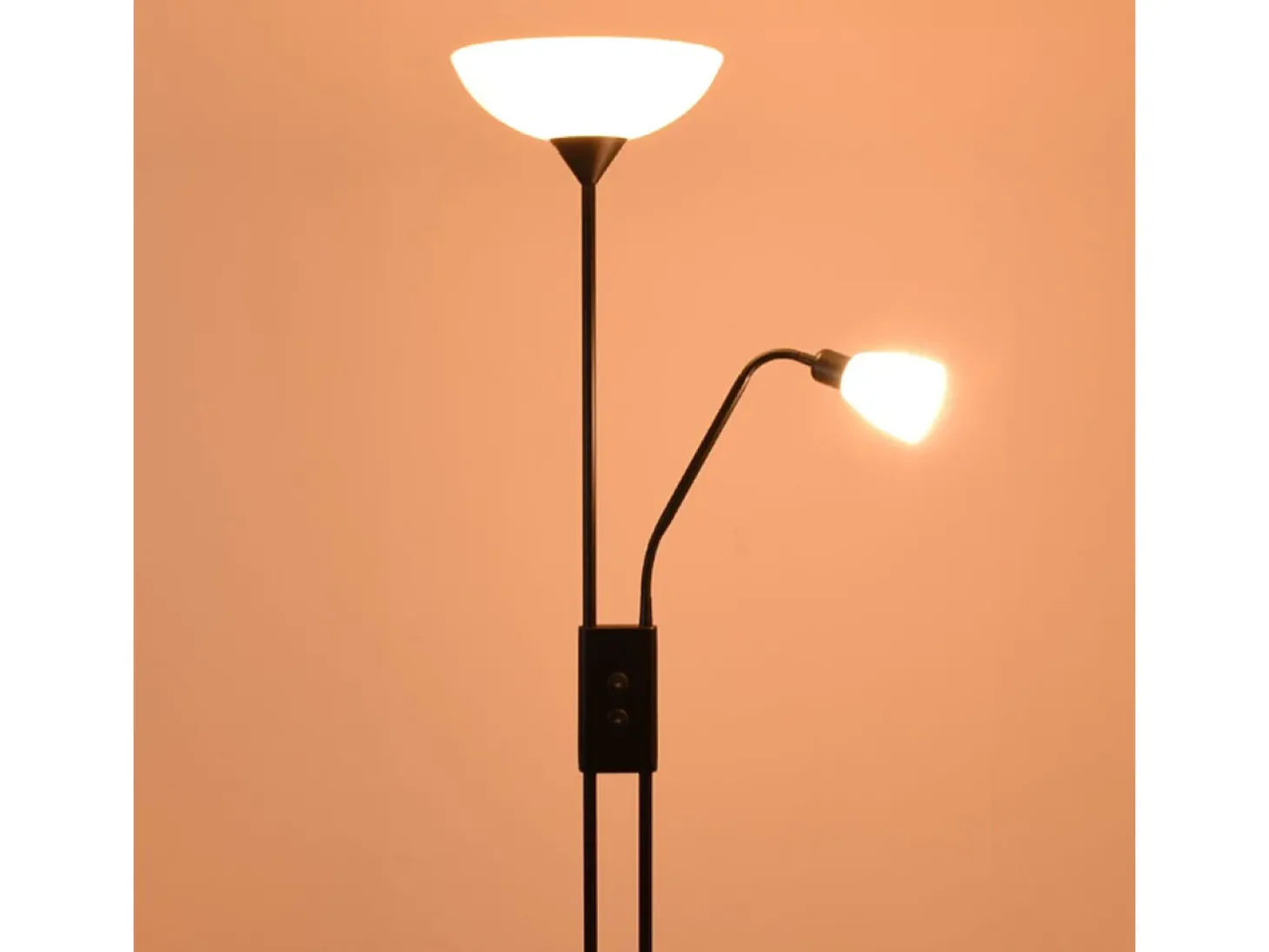 Lámpara de pie Milano Bel Air 40W con luz de lectura negro Ø28x170 cm