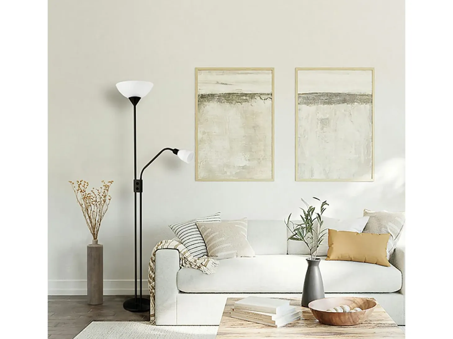 Lámpara de pie Milano Bel Air 40W con luz de lectura negro Ø28x170 cm