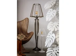 Lámpara de pie Minerva Ø38x166 cm en hierro estilo reticulado Diseño moderno con interruptor de pie Conexión E27 Made in Italy Negro