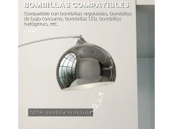 Lámpara de pie Modde Homcom 40W poste ajustable negro/plata 170-180x110-115x30 cm