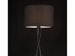 Lámpara de pie moderna con trípode lámpara de pie de diseño casquillo E27 metal y tela 154 cm de alto color negro 03_0005255