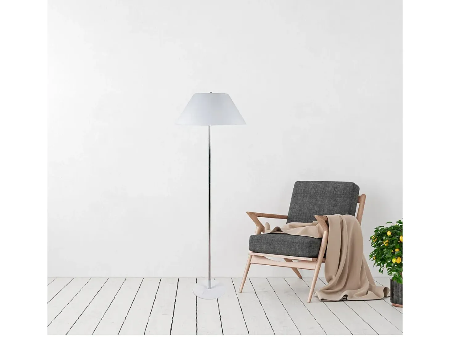 Lámpara de pie Natália Lumit 40W blanco/cromo Ø50x157 cm