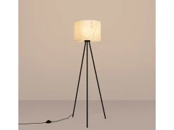 Lámpara de pie Nevia minimalista de tela/PVC/acero - 1 fuentes luminosas - L.40 x A.135 cm - mármol beige/negro