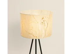 Lámpara de pie Nevia minimalista de tela/PVC/acero - 1 fuentes luminosas - L.40 x A.135 cm - mármol beige/negro