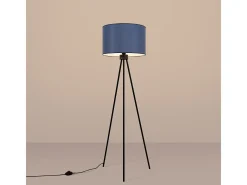 Lámpara de pie Nevia minimalista de tela/PVC/acero - 1 fuentes luminosas - L.40 x A.135 cm - azul marino/negro