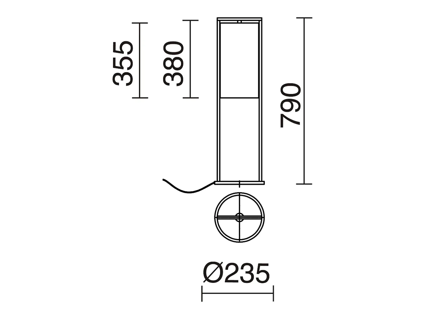 Lámpara de pie SINTRA estilo moderno - Alt. 79 cm - E27 40W - pantalla ø28 cm- cable 2 metros - on&off - acero y algodón - negro