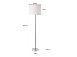 Lámpara de pie Tamworth E27 161 cm de alto plata y blanco 03_0007323