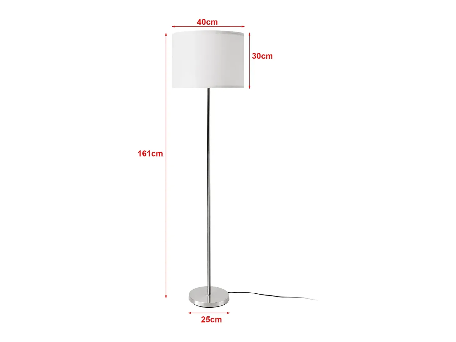 Lámpara de pie Tamworth E27 161 cm de alto plata y blanco 03_0007323